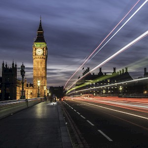 Light trails Westminster Bridge