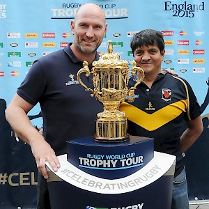 Former England Captain Lawrence Dallaglio pictured with Rugby World Cup